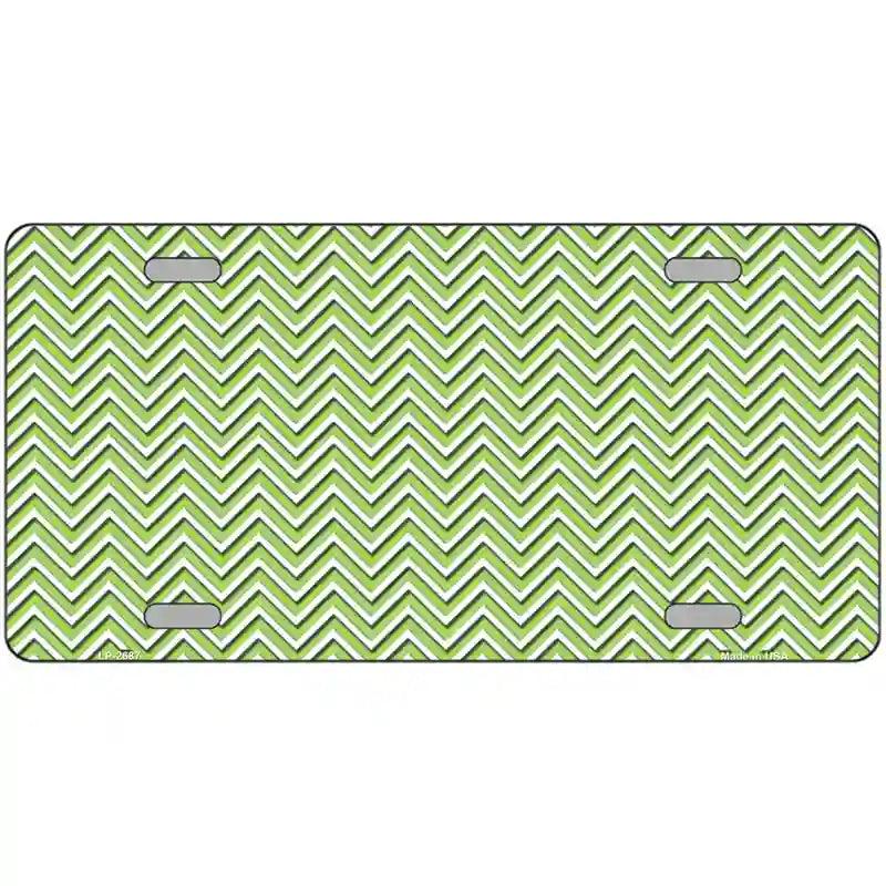 Lime Green White Chevron Metal Novelty License Plate 12" x 6" (LP)