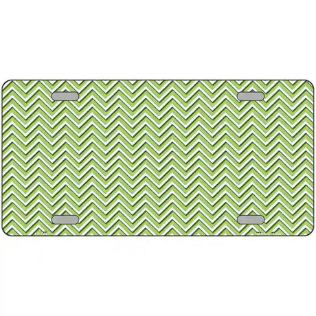 Lime Green White Chevron Metal Novelty License Plate 12" x 6" (LP)