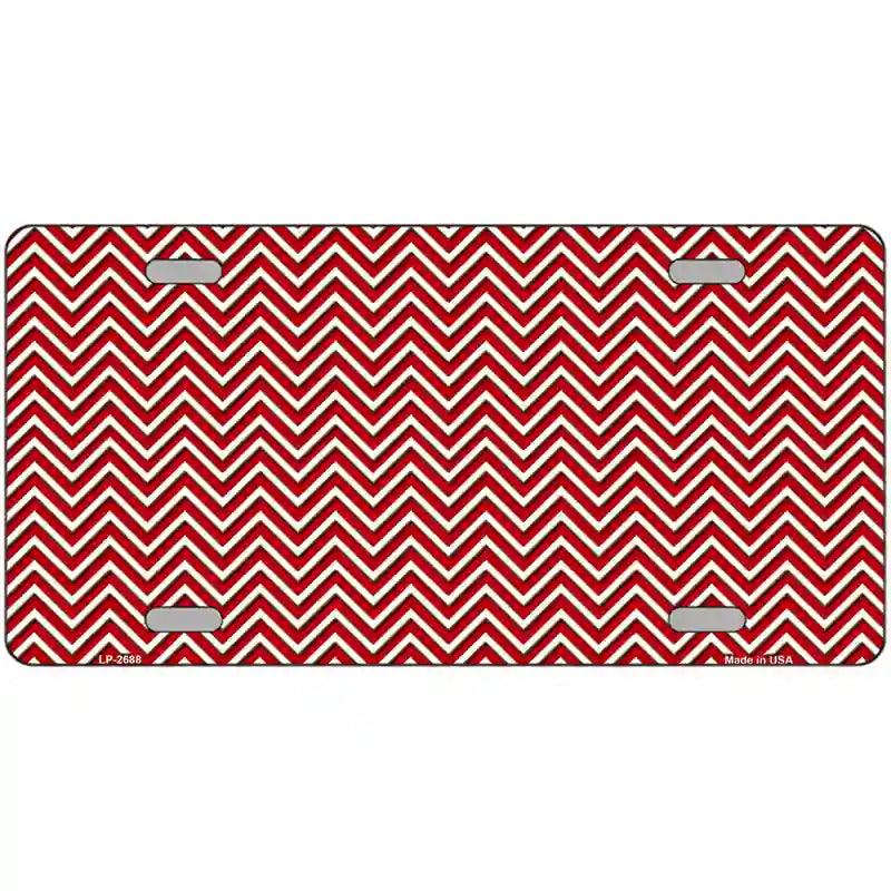 Red White Chevron Metal Novelty License Plate 12" x 6" (LP)