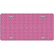 Pink White Chevron Metal Novelty License Plate 12" x 6" (LP)