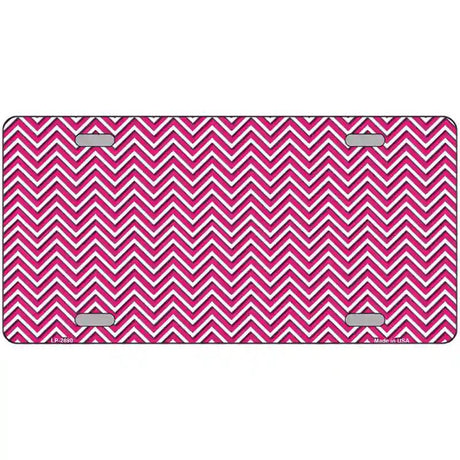 Pink White Chevron Metal Novelty License Plate 12" x 6" (LP)