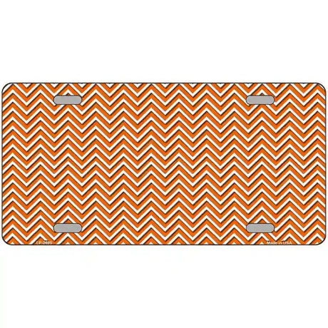 Orange White Chevron Metal Novelty License Plate 12" x 6" (LP)