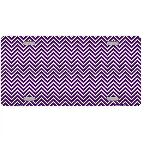 Purple White Chevron Metal Novelty License Plate 12" x 6" (LP)