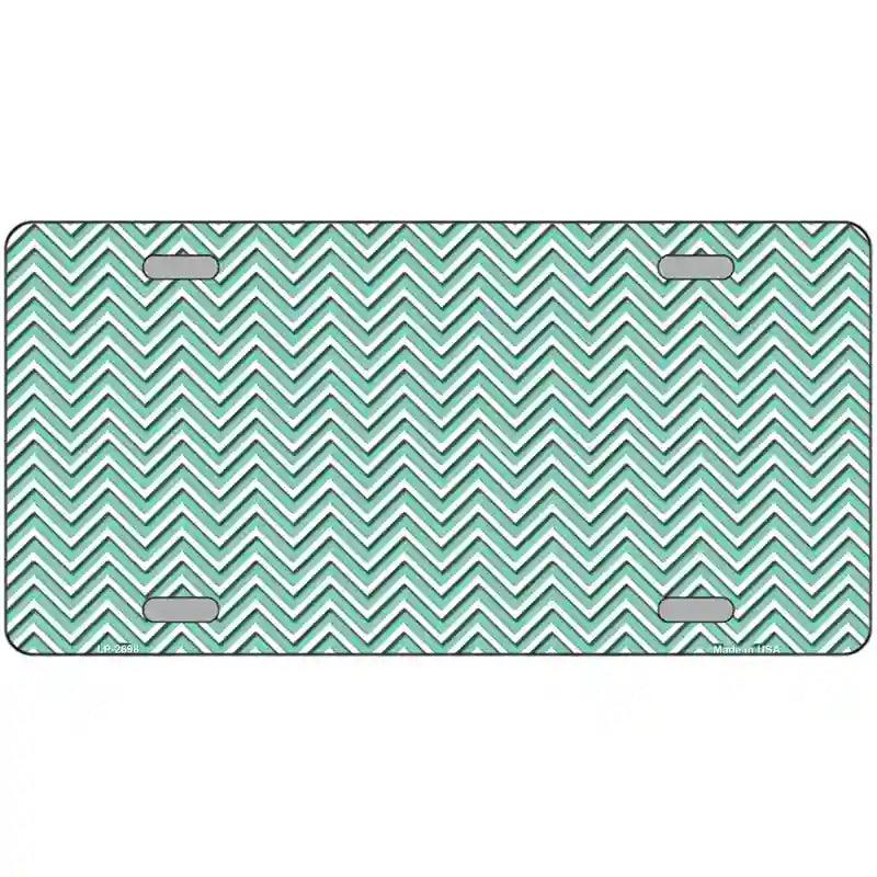 Mint White Chevron Metal Novelty License Plate 12" x 6" (LP)
