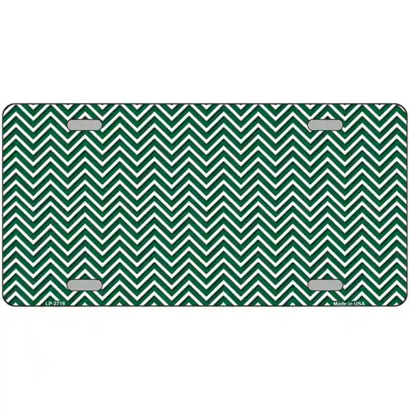 Green White Chevron Metal Novelty License Plate 12" x 6" (LP)