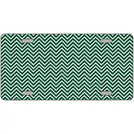 Green White Chevron Metal Novelty License Plate 12" x 6" (LP)