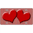 Red White Chevron Red Center Hearts Metal Novelty License Plate 12" x 6" (LP)