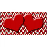 Red White Chevron Red Center Hearts Metal Novelty License Plate 12" x 6" (LP)