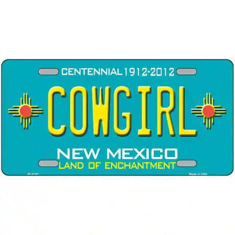 Cowgirl New Mexico Teal Novelty Metal License Plate 12" x 6" (LP)
