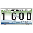 1 GOD Michigan State Metal Novelty License Plate 12" x 6" (LP)