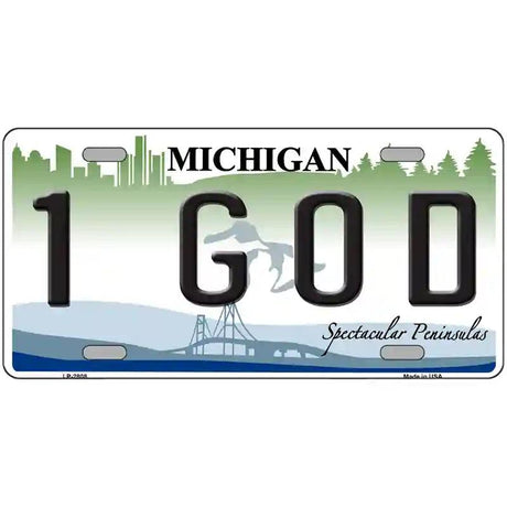 1 GOD Michigan State Metal Novelty License Plate 12" x 6" (LP)
