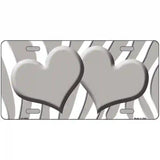 Grey White Zebra Blue Centered Hearts Novelty License Plate 12" x 6" (LP)