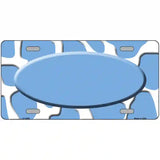 Light Blue White Giraffe Light Blue Center Oval Metal Novelty License Plate 12" x 6" (LP)