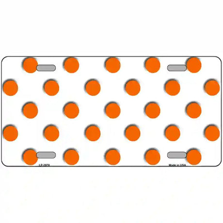 Orange White Polka Dot Metal Novelty License Plate 12" x 6" (LP)