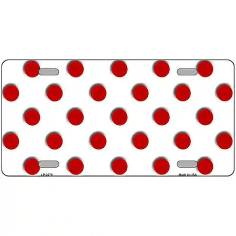 Red White Polka Dot Metal Novelty License Plate 12" x 6" (LP)