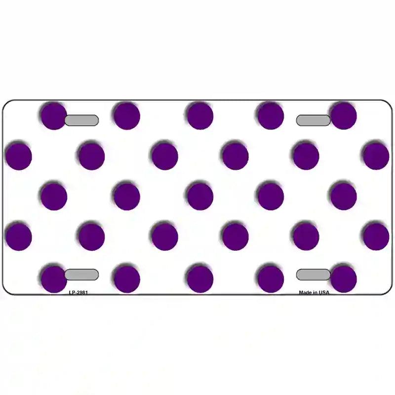 Purple White Polka Dot Metal Novelty License Plate 12" x 6" (LP)