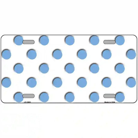 Light Blue White Polka Dot Metal Novelty License Plate 12" x 6" (LP)