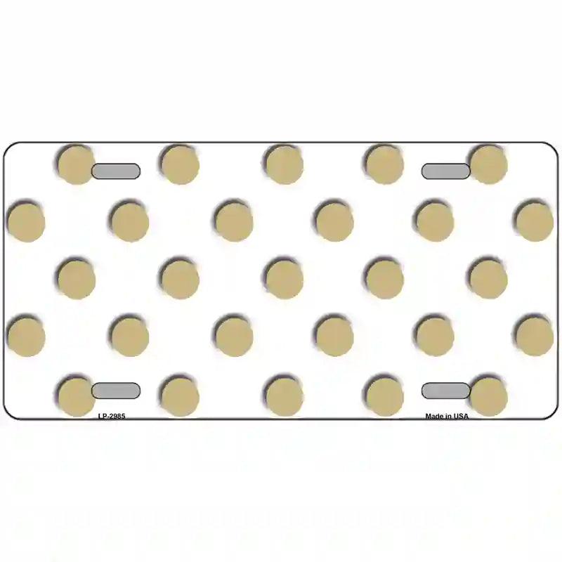 Gold White Polka Dot Metal Novelty License Plate 12" x 6" (LP)