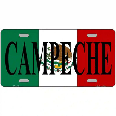 Campeche on Mexico Flag Metal Novelty License Plate 12" x 6" (LP)