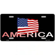 American Flag Black Metal Novelty License Plate 12" x 6" (LP)