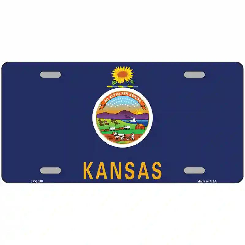 Kansas State Flag Metal Novelty License Plate 12" x 6" (LP)
