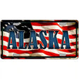 Alaska on American Flag Metal Novelty License Plate 12" x 6" (LP)