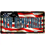 New Hampshire on American Flag Metal Novelty License Plate 12" x 6" (LP)