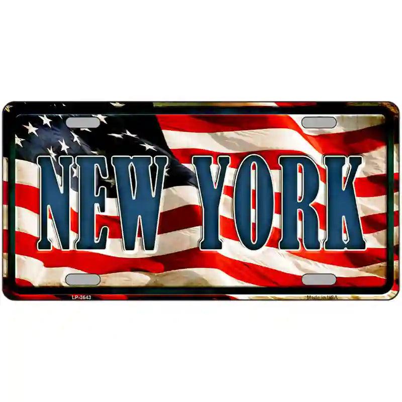 New York on American Flag License Plate | Smart Blonde