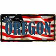 Oregon on American Flag Metal Novelty License Plate 12" x 6" (LP)
