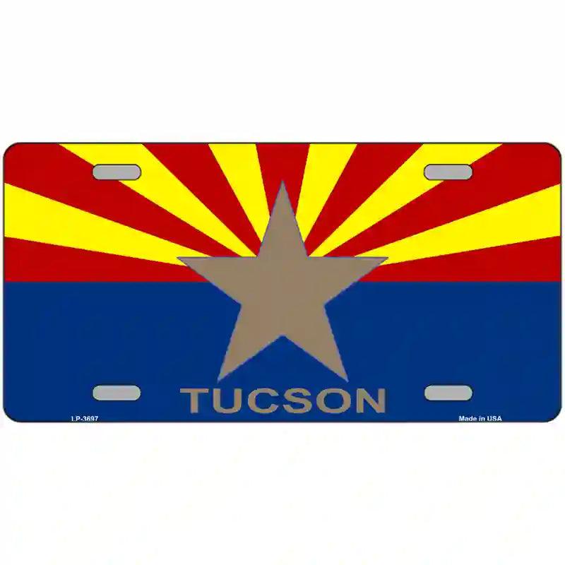 Tucson Arizona State Flag Metal Novelty License Plate 12" x 6" (LP)