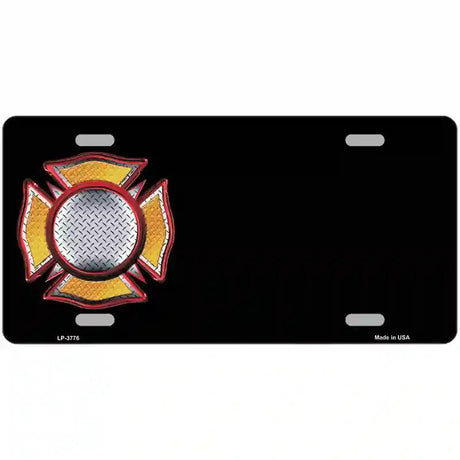 Fire Maltese Cross Offset Metal Novelty License Plate 12" x 6" (LP)