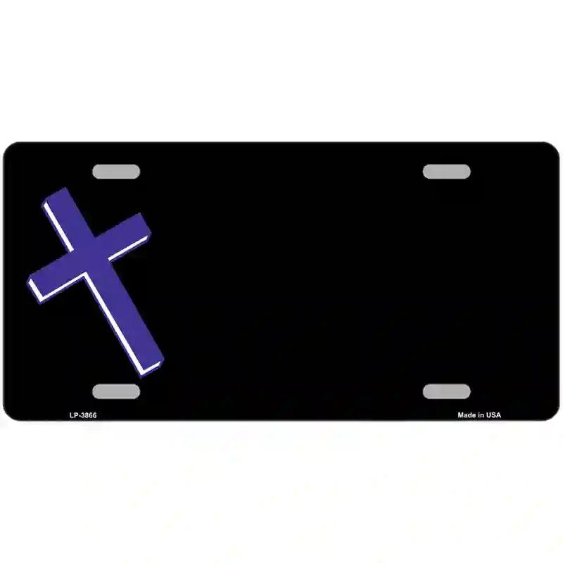 Purple Cross Offset Metal Novelty License Plate 12" x 6" (LP)