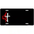 Flaming Cross Offset Metal Novelty License Plate 12" x 6" (LP)