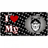 I Love My Siberian Husky Metal Novelty License Plate 12" x 6" (LP)
