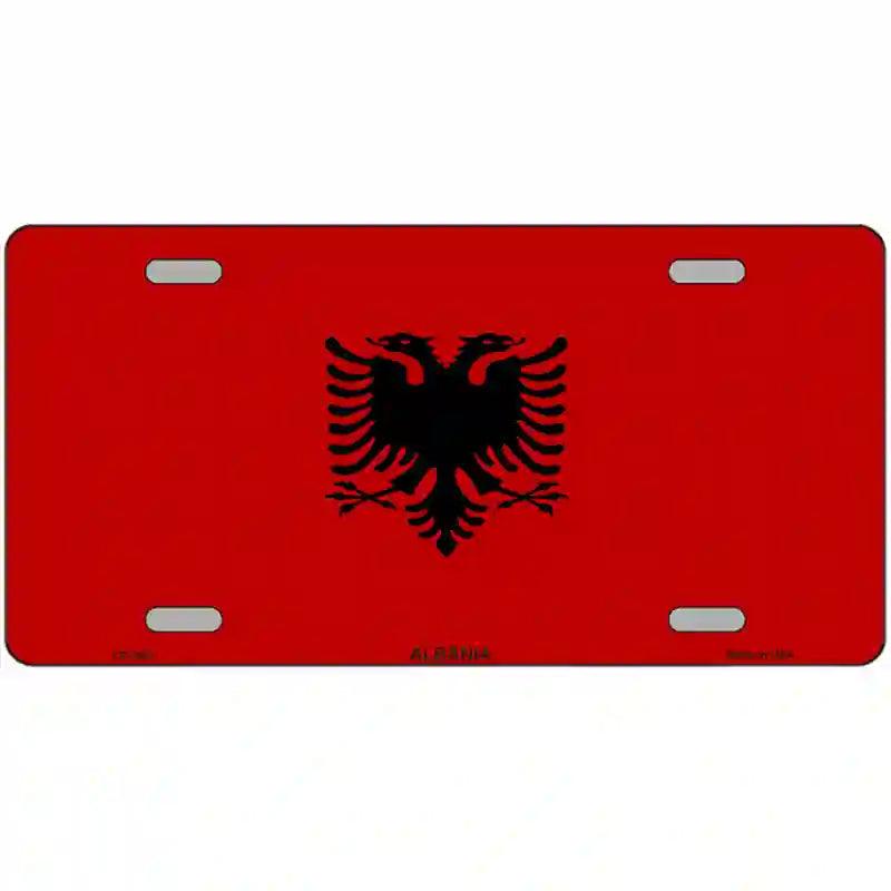 Albania Flag Metal Novelty License Plate 12" x 6" (LP)