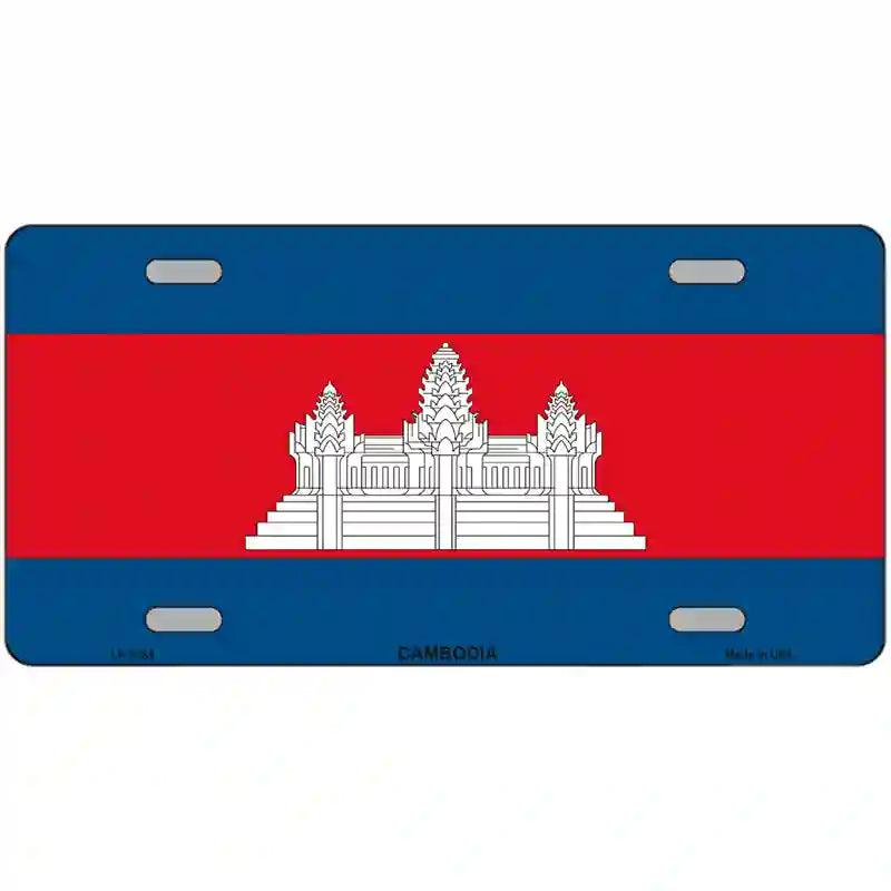 Cambodia Flag Metal Novelty License Plate 12" x 6" (LP)