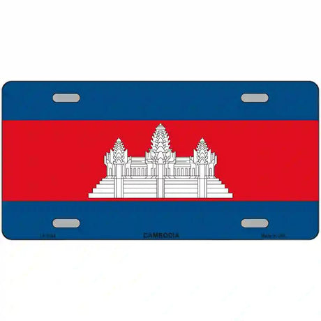 Cambodia Flag Metal Novelty License Plate 12" x 6" (LP)