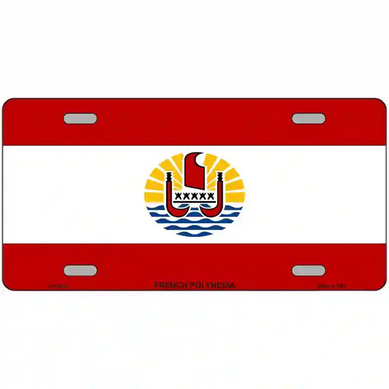 French Polynesia Flag Metal Novelty License Plate 12" x 6" (LP)
