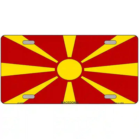 Macedonia Flag Metal Novelty License Plate 12" x 6" (LP)