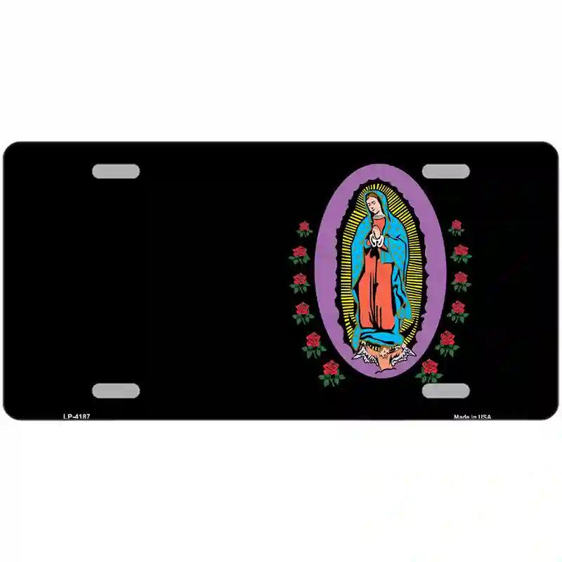 Virgin Mary Black Metal Novelty License Plate 12" x 6" (LP)