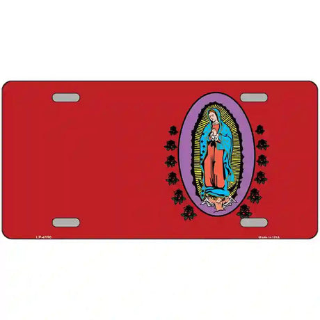 Virgin Mary Red Metal Novelty License Plate 12" x 6" (LP)