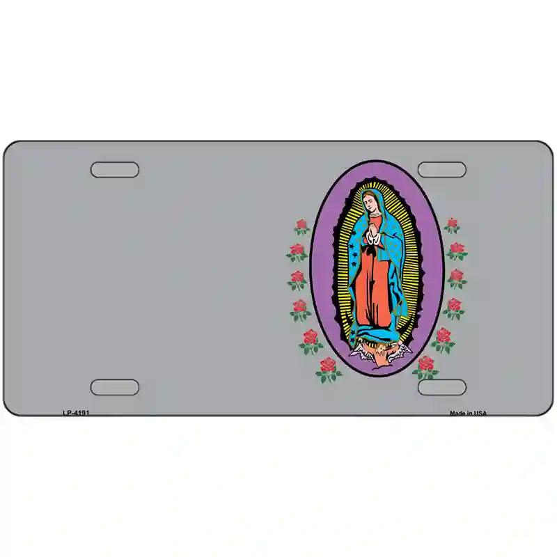 Virgin Mary Gray Metal Novelty License Plate 12" x 6" (LP)