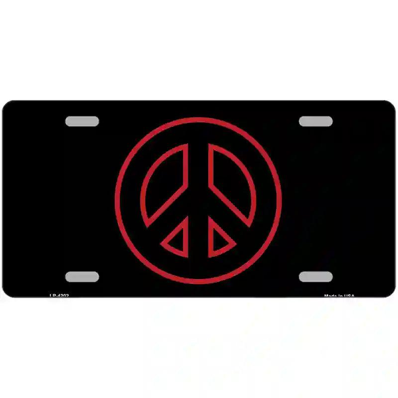 Red Peace Sign Metal Novelty License Plate 12" x 6" (LP)
