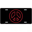 Red Peace Sign Metal Novelty License Plate 12" x 6" (LP)