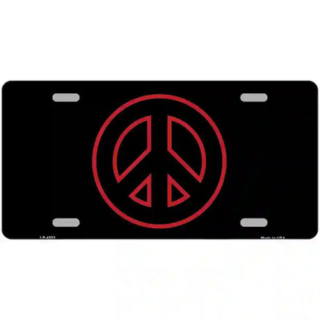 Red Peace Sign Metal Novelty License Plate 12" x 6" (LP)