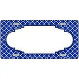 Blue White Quatrefoil Center Scallop Metal Novelty License Plate 12" x 6" (LP)