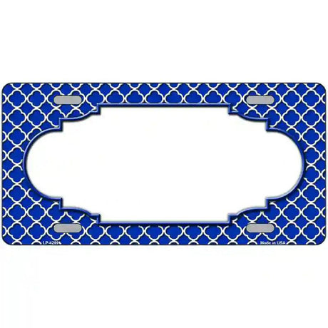 Blue White Quatrefoil Center Scallop Metal Novelty License Plate 12" x 6" (LP)