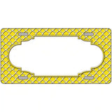 Yellow White Quatrefoil Center Scallop Metal Novelty License Plate 12" x 6" (LP)