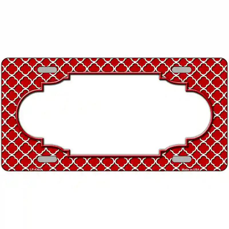 Red White Quatrefoil Center Scallop Metal Novelty License Plate 12" x 6" (LP)