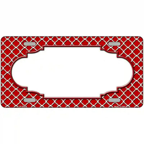 Red White Quatrefoil Center Scallop Metal Novelty License Plate 12" x 6" (LP)